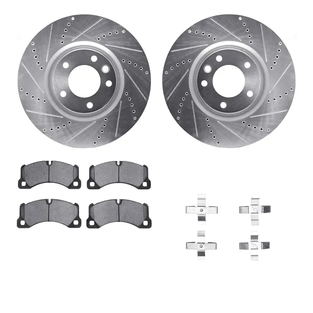 R1 Concepts WGSH1-02014 eLINE Rotor - Drilled & Slotted - Silver W/ Performance Pads